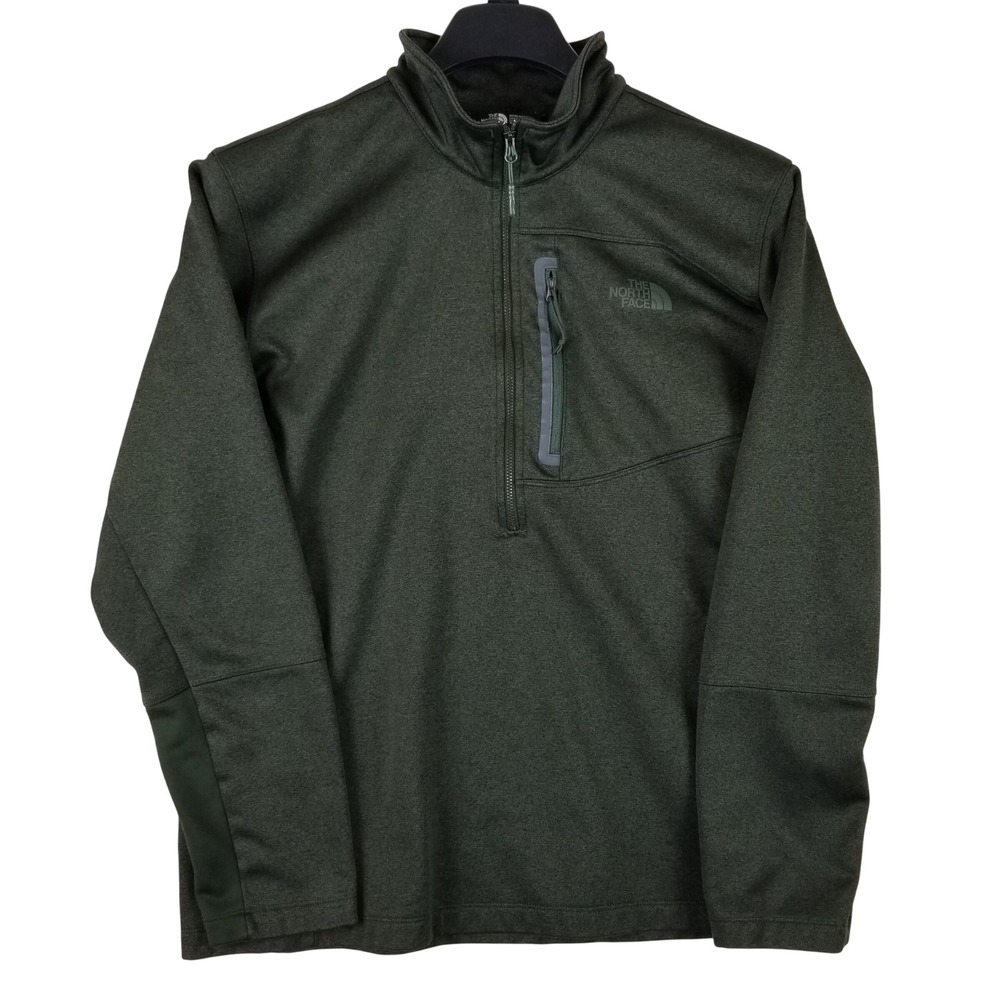 The North Face Mens XL Quarter Zip Fleece Pullover Jacket Forest Green Heather